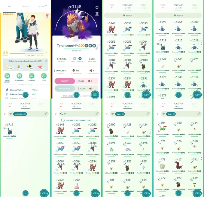 ACm1193 -lv 56 Instinct | x8 3000CP | x12 2000CP | x1 Legendary | x25 shiny | x11 100IV | Cobalion | Shiny x3 Luxray | 100IV Salamence Hydreigon