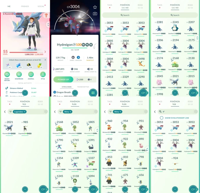 ACm1207 -lv 55 Valor | x8 3000CP | x24 2000CP | x2 Legendary | x35 shiny | x8 100IV | Zyurem Zygarde | 3000CP+ 100IV x4 Hydreigon x3 Salamence