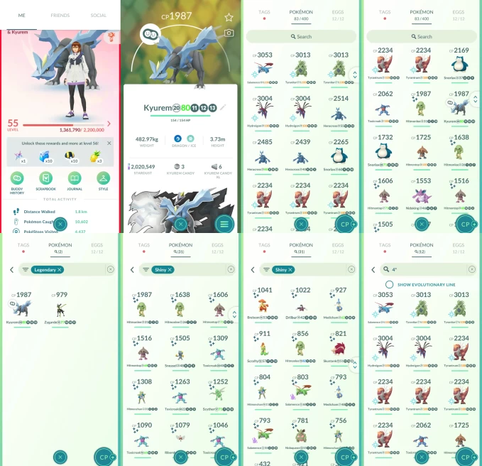 ACm1209 -lv 55 Valor | x5 3000CP | x16 2000CP | x2 Legendary | x31 shiny | x12 100IV | Zygarde Kyurem | 3000CP+ 100IV Salamence Tyranitar Hydrei