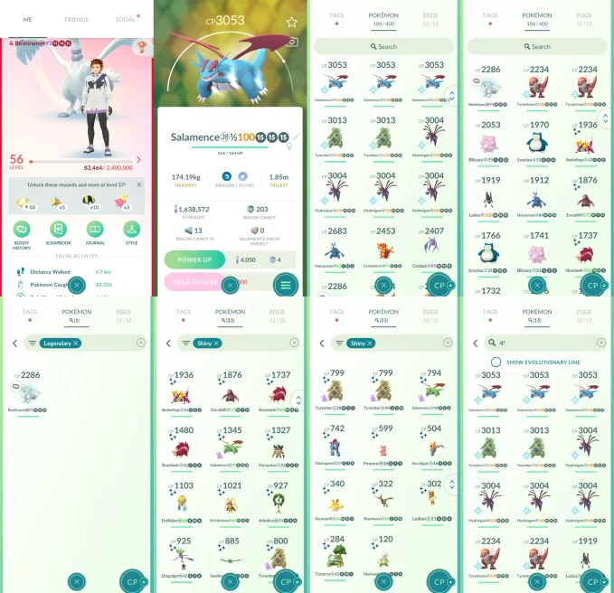 ACm1212 -lv 56 Valor | x9 3000CP | x16 2000CP | x1 Legendary | x23 shiny | x15 100IV | Reshiam | 3000CP+ 100IV x3 Salamence x2 Tyranitar x4 Hydr