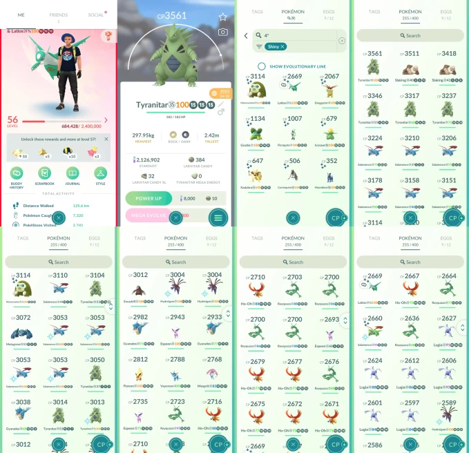AC1223 -lv 56 Valor | x27 3000CP | x126 2000CP | x74 Legendary | x9 SHUNDO | x36 shiny | x37 100IV | SHUNDO Latios mamoswine | 3000CP+ x8 Tyrani