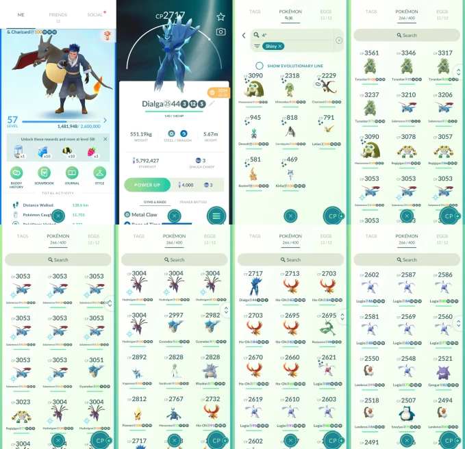 AC1231 -lv 57 Mystic | x28 3000CP | x118 2000CP | x59 Legendary | x8 SHUNDO | x35 shiny | x56 100IV | SHUNDO Charizard Latias | Dialga origin
