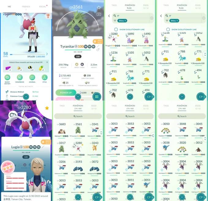 AC1233 -lv 58 Mystic | x41 3000CP | x106 2000CP | x37 Legendary | x12 SHUNDO | x44 shiny | x59 100IV | SHUNDO Lugia | 3000CP+ x19 Salamence Tyra