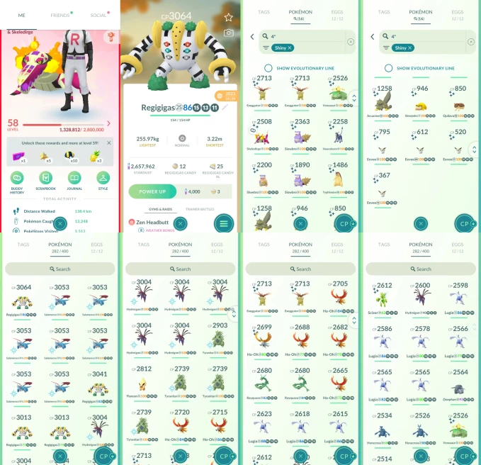 AC1234 -lv 58 Valor | x17 3000CP | x110 2000CP | x58 Legendary | x16 SHUNDO | x61 shiny | x49 100IV | 3000CP+ x4 regigigas x7 Salamence x6 Hydre