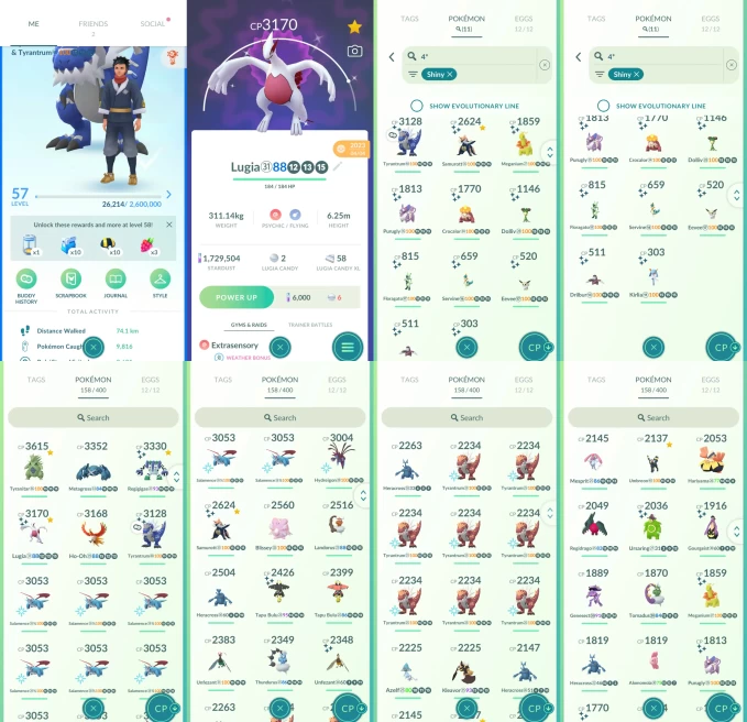 AC1236 -lv 57 Mystic | x15 3000CP | x41 2000CP | x14 Legendary | x11 SHUNDO | x36 shiny | x42 100IV | Shiny Lugia Regigigas Tapu Bulu | Regidrag