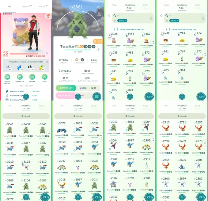 AC1237 -lv 55 Valor | x28 3000CP | x98 2000CP | x57 Legendary | x11 SHUNDO | x35 shiny | x44 100IV | 3000CP+ x9 Tyranitar x8 Salamence Lugia Gya