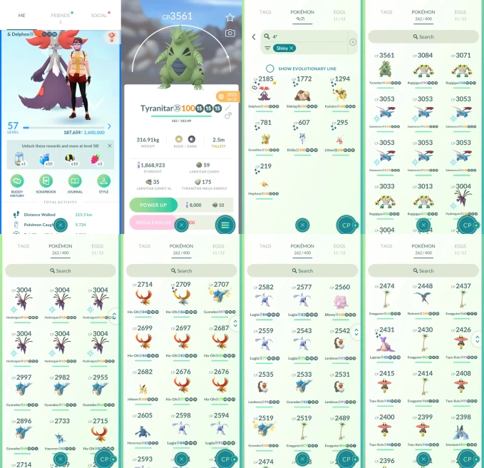 AC1238 -lv 57 Mystic | x18 3000CP | x103 2000CP | x53 Legendary | x7 SHUNDO | x36 shiny | x45 100IV | SHUNDO Delphox Slaking | Shiny Ho-Oh Lapra