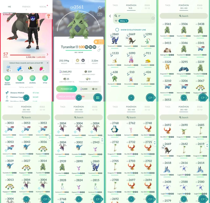 AC1243 -lv 57 Valor | x29 3000CP | x139 2000CP | x60 Legendary | x9 SHUNDO | x39 shiny | x50 100IV | SHUNDO Haxorus 100IV Lugia | Tyranitar Meta