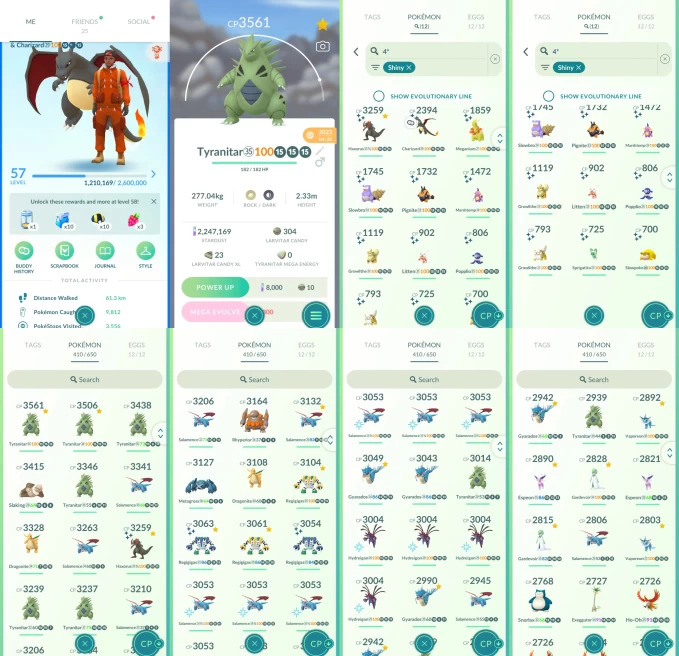 AC1246 -lv 57 Mystic | x34 3000CP | x146 2000CP | x61 Legendary | x12 SHUNDO | x44 shiny | x45 100IV | SHUNDO Charizard Haxorus Meganium |Shiny 