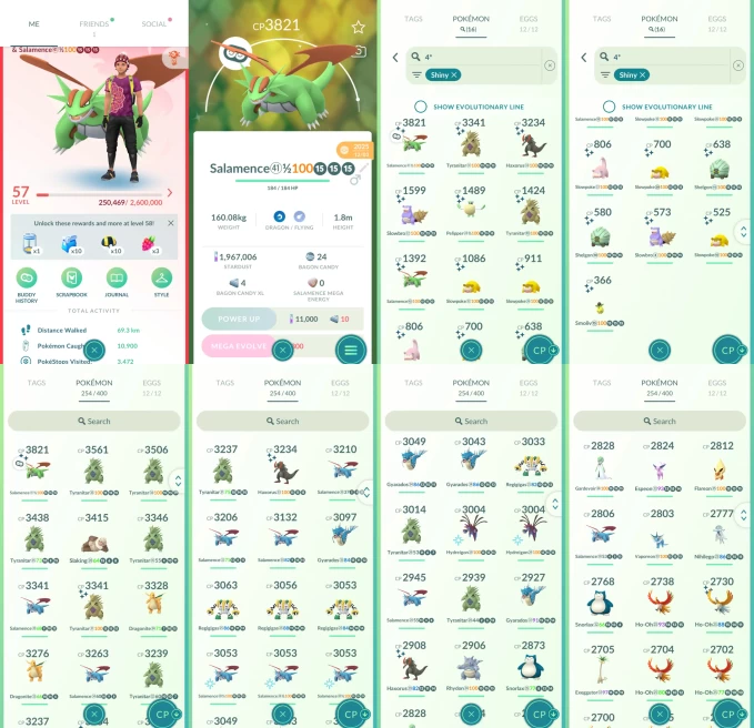 AC1249 -lv 57 Valor | x30 3000CP | x132 2000CP | x56 Legendary | x16 SHUNDO | x42 shiny | x42 100IV | SHUNDO x2 Salamence x2 Tyranitar Haxorus
