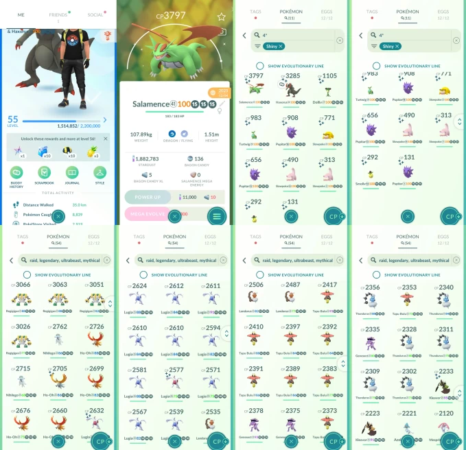 AC1251 -lv 55 Mystic | x29 3000CP | x140 2000CP | x52 Legendary | x11 SHUNDO | x41 shiny | x43 100IV | SHUNDO Salamence Haxorus | 3000CP+ Tyrani