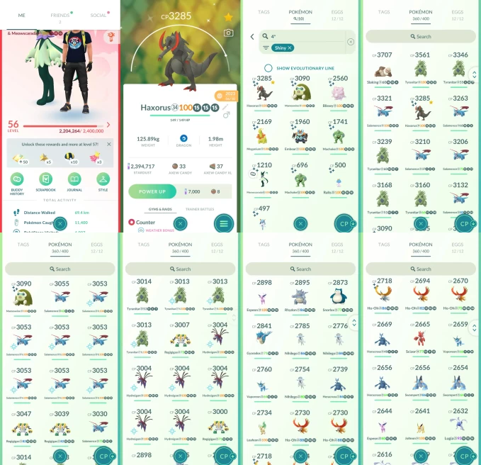 AC1260 -lv 56 Valor | x35 3000CP | x160 2000CP | x53 Legendary | x10 SHUNDO | x37 shiny | x56 100IV | x13 Lugia x5 Ho-Oh (x1 shiny) x3 Genesect