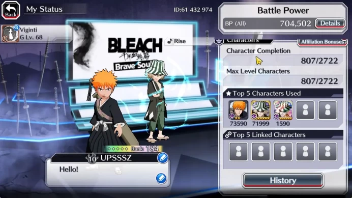 GLOBAL 43K Orb|Valentine26 Lv200(Yachiru,Rukia),Lv200 Rukia,Ichigo 10Th Aniv,Lv200Duo Crescent,Etc|4,7K AccTic|Klab ID(BBS2494)