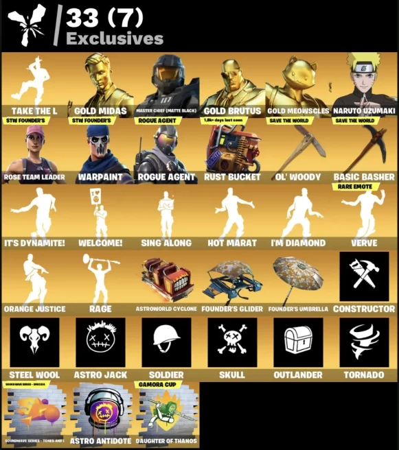 [3in1] /  FN OG STW (ALL PLATFORMS) | 208 skins (48 paid) | Full access | Warranty | 2 Gifts