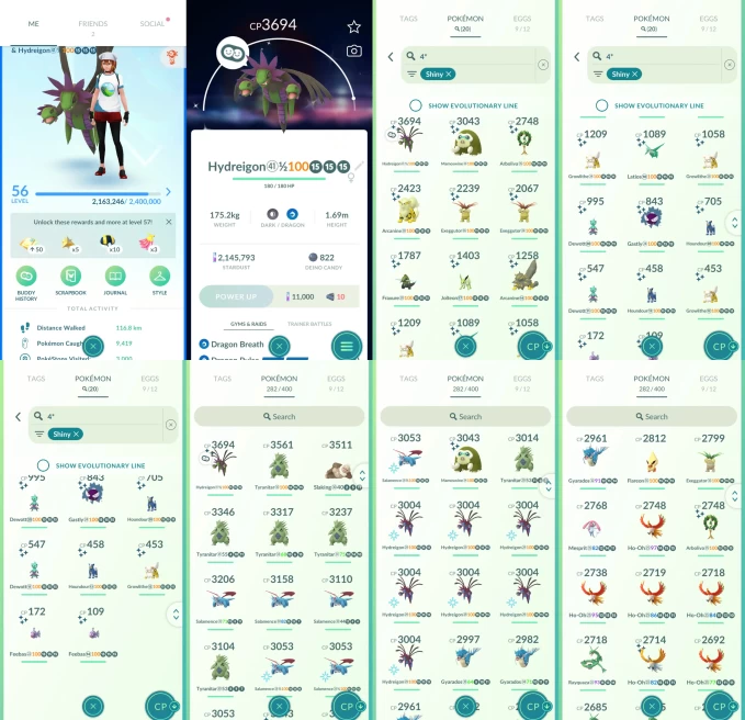 AC1225 -lv 56 Mystic | x22 3000CP | x113 2000CP | x64 Legendary | x20 SHUNDO | x60 shiny | x57 100IV | SHUNDO Hydreigon Latios| shiny Ho-Oh Thun