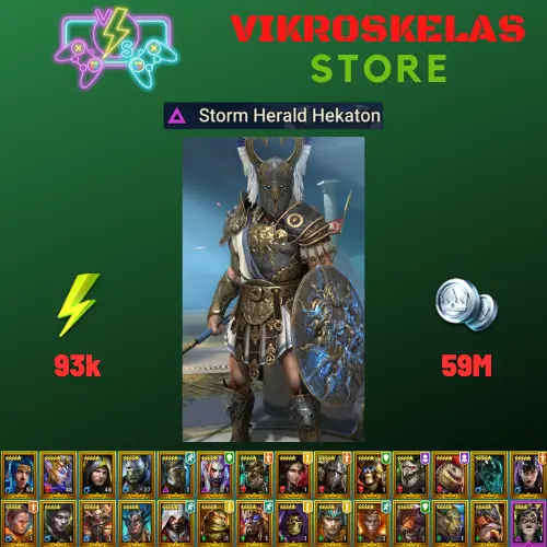 Starter acc with Hekaton : 93k energy / 59 mln coins / Ragash, Jintoro, Tatura, Rhazin, Arix, Ninja + 20 Login Legendaries
