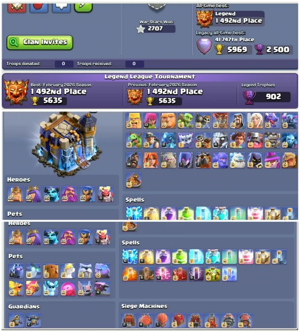 [Blacksmith Max Us Local]||Th18 Maxed Account||Loaded Magic Items||Old Obstacles Tree Statue Decorated||Max Wall|Exp:229