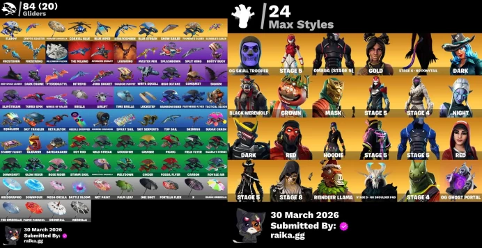 [PC/XBOX] 146 skins | Og Skull Trooper | The Reaper | Elite Agent | Blue Team Leader | Omega (stage 5) | Grind | Take the L | 	Y755
