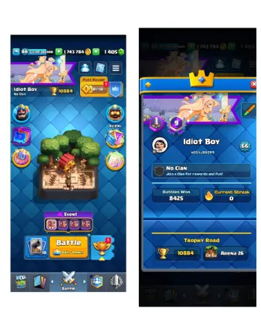 CR14 @ 9 Year Old  Level 66  16 Evo  Elite 15 & Max Card 99  High Emote Collection  10k+ Trophy  Full Access 