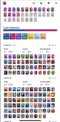 WORLD TOP RAREST KT 15(XP-68)48 ELITE CARD & 70 MAX CARD TOWER SKINS-8 ITEMS FULL 9000 TROPHY 6 CHAMPION&5 LEGEND ELITE 5000+GEMS AND&IOS KT 15