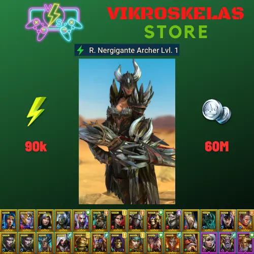 Starter acc with R. Nergigante Archer : 90k energy / 60 mln coins / Roanas, Arix 2x, Ninja + 20 Login Legendaries / Madame Serris