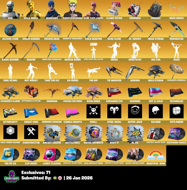 #32 [PC/XBOX/PSN/SWITCH] 159 skins | OG STW | Eon | Gold Midas | Naruto Uzumaki | STAGE 5 | Immortal Form | STAGE 5 | Challenger | Harbinge