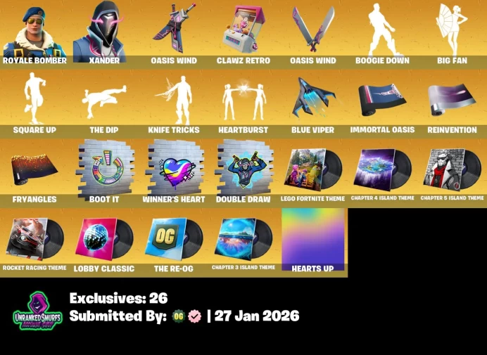 #35 [PC/XBOX/PSN/SWITCH] 30 skins | Royale Bomber | Xander | Fancy Peter Griffin (No Hat) | Burning Ambition Valeria | Hades | Zeus | Joltara | 