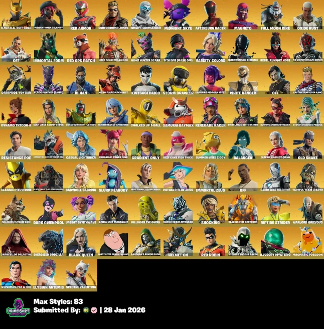 #38 [PC/XBOX/PSN/SWITCH] 192 skins | Explorer Emilie | Shady Doggo | FNCS Champion Seeker | Subzero Cryptic | Immortal Form | Burning Ambition V