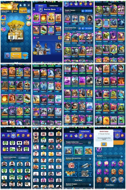 M289【CR Lvl 53▰11 Card Lvl 14▰9K Cup▰Good Emote】【2018-2025 Clashmas Tree, Obstacles,Cakes】Th 18 Both Village Max▰8 Epic Equipment▰2.5K Medals