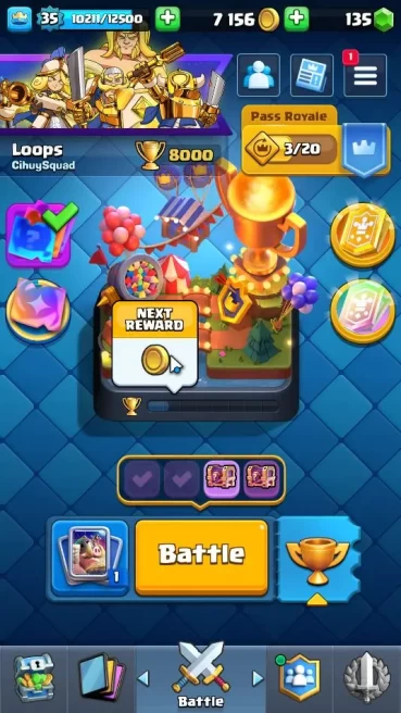 Lv 35|Trophy 8000|KTL 12|LimitedSkin|Total Card 120|3 HERO 7 EVO 7 Champs 21 Legend 33 Epic 30 Rare 29 Common|TakeEmail(CR1667)