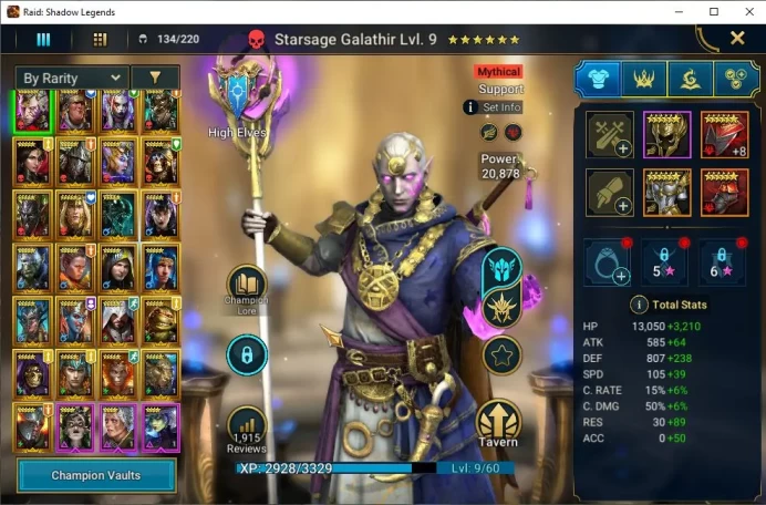 Lv12 811K Power|1 Mythic(Galathir)+24 Legendary(Ninja,Xenomorph,Rathalos,Deathknight,Etc)|7,7K Gem+75K Energy|Plarium|(RSL1368)