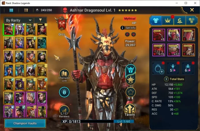 Lv6 612K Power|1 Mythic(Ashnar)+20 Legendary(Ninja,Wukong,Rathalos,Deathknight,Ezio,Etc)|9K Gem+53K Energy|Plarium|(RSL1373)