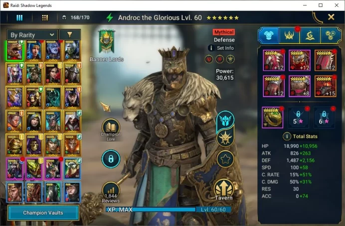 Lv35 500K Power|1 Mythic(Androc)+19 Legendary(Ninja,Wukong,Narma,Rathalos,Dknight,Alice,Ezio,Etc)|36K Energy|Plarium|(RSL1374)