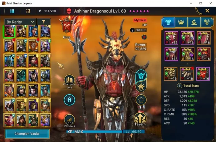 Lv49 945K Power|1 Mythic(Ashnar)+28 Legendary(Ninja,Dknight,Wukong,Rathalos,Thor,Narma,Visix,Etc)|48K Energy|Plarium|(RSL1376)