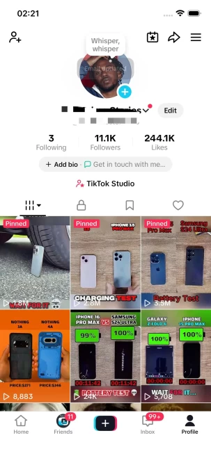 France Monetized Account/ 11K Real Followers+240K Real Likes/ Creator Rewards Program Activated/ Live Stream/ Full Access