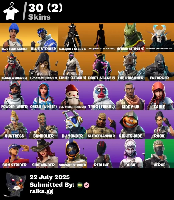 [Rent Cheap Accounts for 14 Days] 30 skins | Blue Team Leader | Blue Striker | Blue Shift | Orange Justice | Take The Elf | Blue Streak 	NN190