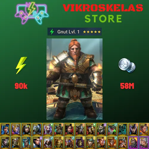 Starter acc with Gnut : 90k energy / 58 mln coins / Fu-Shan, Sethallia, Danag, Arix, Ninja + 20 Login Legendaries / Aniri