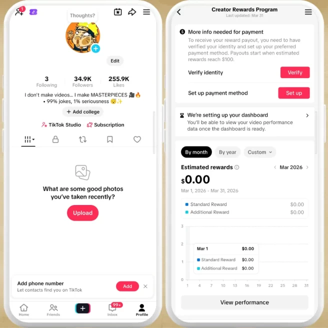 [USA] Fully Monetized Creator Rewards Program Account – 34K Real Followers & 255K Likes | Instant Earnings, Full Access & Good Standing