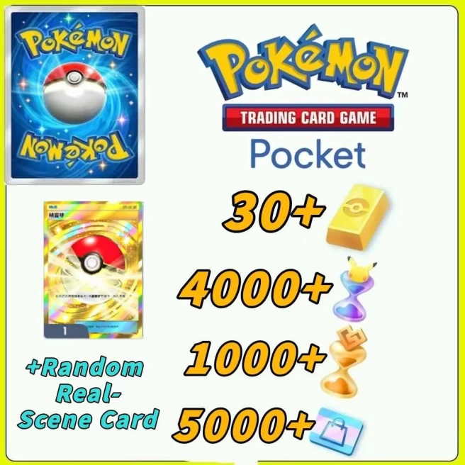 Global Server /RPoké Ball + Pokémon Gold Bricks*30 - Pack Opening Hourglass*4000- Challenge Hourglass*1000-Shop Ticket×5000 -