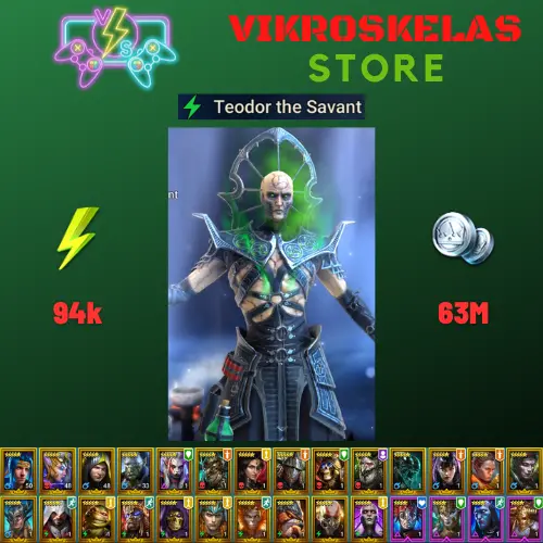 Starter acc with Teodor : 94k energy / 63 mln coins / Genzin, Arix, Ninja + 20 Login Legendaries / Demytha, Fenax 3x