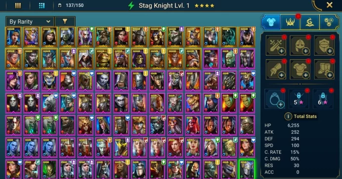 Starter acc with Vestele : 87k energy / 60 mln coins / Teela, King Garog, Arix, Ninja + 20 Login Legendaries / Maneater, Daithi