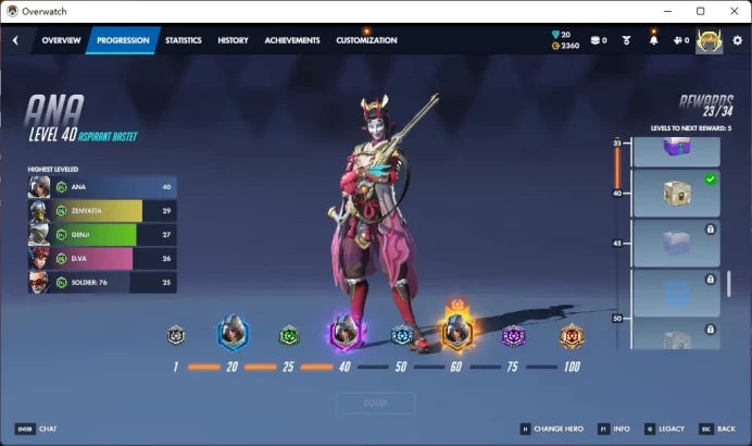 32000 LEGACY COMPETITIVE POINTS / 2360 Overwatch Coins / Full Mail Access / Please Read Description