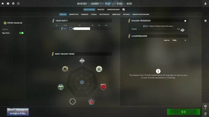 [ID:799][PRIME][PREMIER MODE AVAILABLE][FACEIT READY][VERY RARE][COMMENDATIONS 3x200] UN (UNRANKED || 0 MM || 27 HOURS)