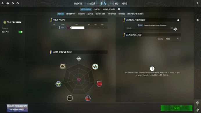 [ID:21473][PRIME][PREMIER MODE AVAILABLE][FACEIT READY][VERY RARE] UN (UNRANKED || 0 MM || 43 HOURS)