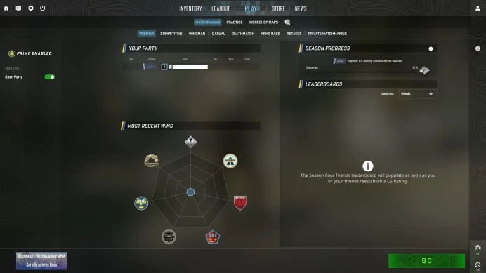 [ID:4735][PRIME][PREMIER MODE AVAILABLE][FACEIT READY][VERY RARE] UN (UNRANKED || 0 MM || 47 HOURS)