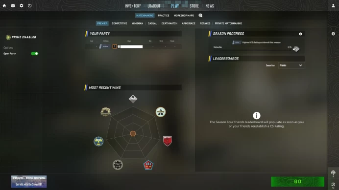 [ID:111615][PRIME][PREMIER MODE AVAILABLE][FACEIT READY][VERY RARE] UN (UNRANKED || 0 MM || 47 HOURS)