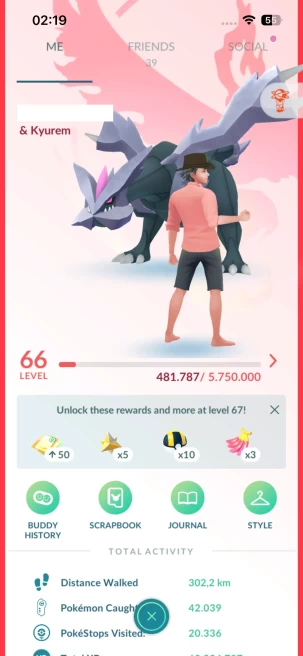Level 66, 1 Mythical IV100, 152 Shiny, 161 Legendary, 145 IV 100, 11 Shiny Legendary, 3 Shadow Legendary