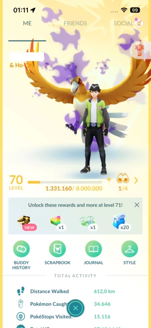 Level 70, 5 Legendary IV100, 72 Shiny, 171 Legendary, 20 IV 100, 7 Shiny Legendary, 39 Shadow Legendary