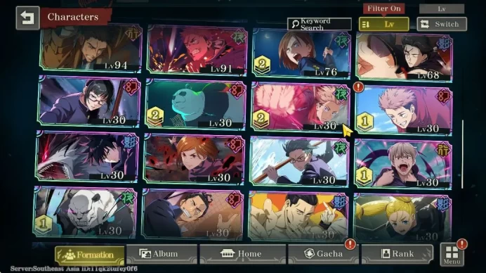 SEA|37 PR|33 SSR+6 Limited (Zone Itadori, FB Sukuna A4, WI Gojo, LMYP Yuta, MO Itadori A1,Etc)|30 SSR Memo|Log Bili bili|JJK780
