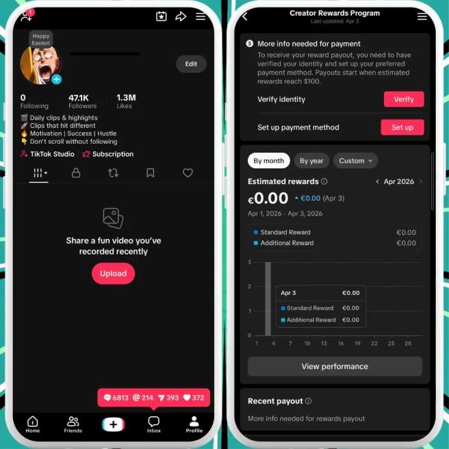 [FRANCE] Premium Monetized Creator Rewards Program Account – 47K Real Followers & 1.3M Likes | Instant Earnings, Full Access & Good Standing